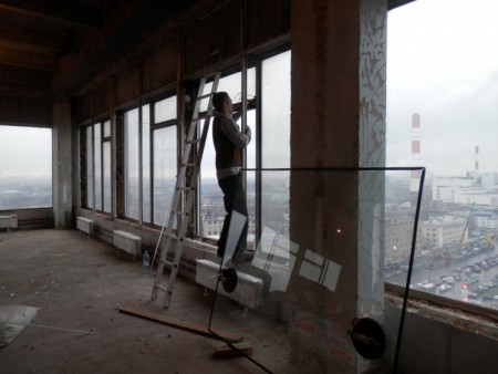 замена витражного стекла, замена стекла, с вставкой алюминиего профиля, предприятие оборонного комплекса, москва, шоссе энтузиастов, д. 29